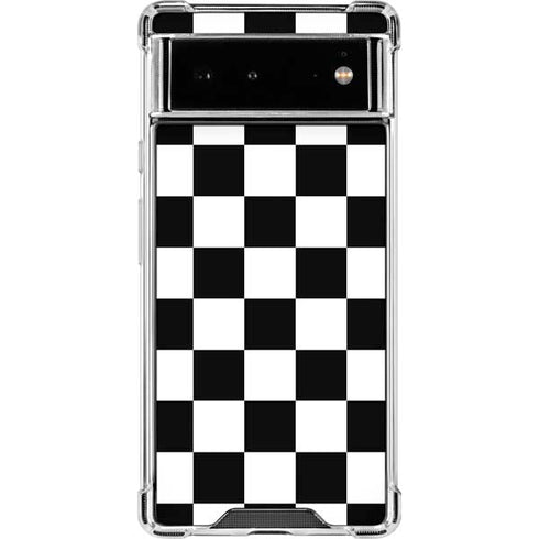 Black and White Checkered Google Pixel 6 Clear Case